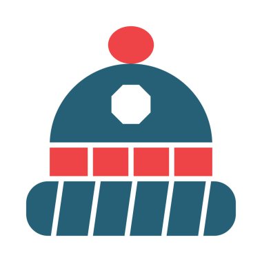 Kişisel ve ticari kullanım için Beanie Vektör Kabartması İki Renk Simgesi