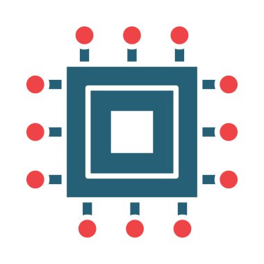 Kişisel ve ticari kullanım için İşlemci Vektör Sembolü İki Renk Simgesi