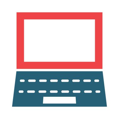 Kişisel ve ticari kullanım için dizüstü bilgisayar vektörü kabartması iki renk simgesi