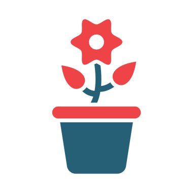 Kişisel ve ticari kullanım için Çiçek Saksı Vektörü Sembolü İki Renk Simgesi