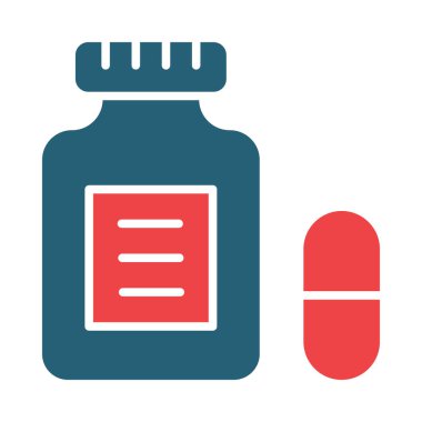 Kişisel ve ticari kullanım için İlaç Vektörü Kabartması İki Renk Simgesi