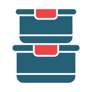 Kişisel ve ticari kullanım için Gıda Konteynırı Vektör Kabartması İki Renk Simgesi