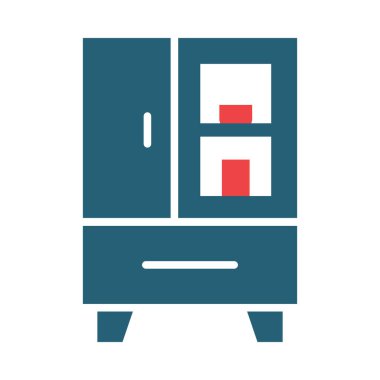 Kişisel ve ticari kullanım için Buzdolabı Vektörü Kabartması İki Renk Simgesi