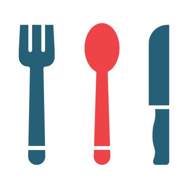 Kişisel ve ticari kullanım için çatal bıçak vektörü sembolü iki renk simgesi