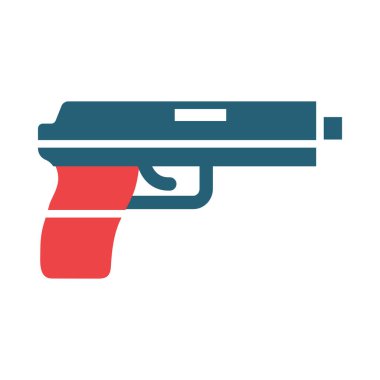 Kişisel ve Ticari Kullanım İçin Tabanca Vektörü Kabartması İki Renk Simgesi