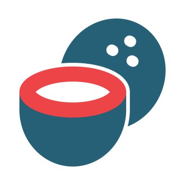 Kişisel ve ticari kullanım için Hindistan Cevizi Vektörü Kabartması İki Renk Simgesi