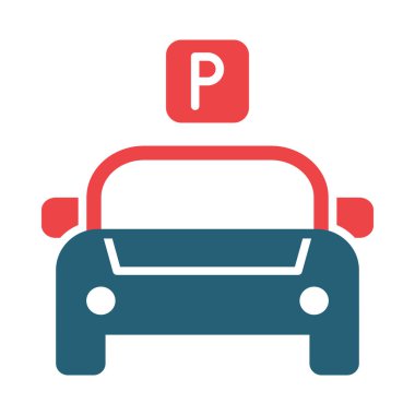 Kişisel ve ticari kullanım için Otopark Vektörü Kabartması İki Renk Simgesi