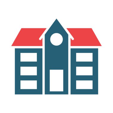 Kişisel ve ticari kullanım için Okul Vektörü Kabartması İki Renk Simgesi