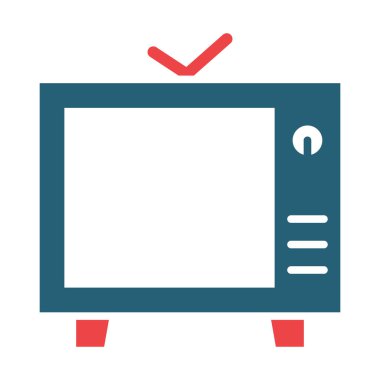 Kişisel ve ticari kullanım için Televizyon Vektörü Kabartması İki Renk Simgesi