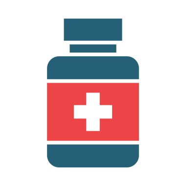 Kişisel ve ticari kullanım için Ağrı kesici Vektör Kabartması İki Renk Simgesi