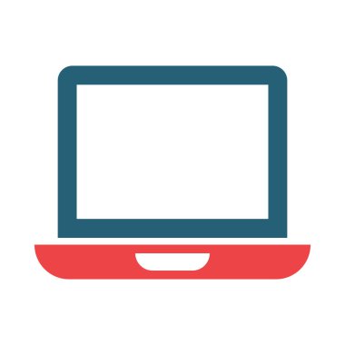 Kişisel ve ticari kullanım için dizüstü bilgisayar vektörü kabartması iki renk simgesi