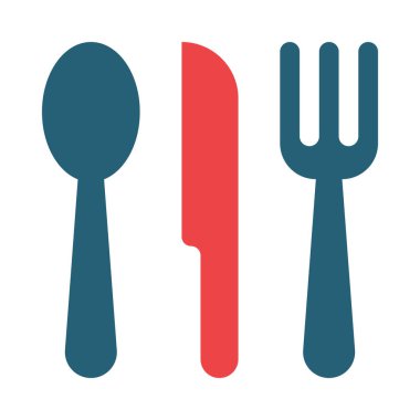 Kişisel ve ticari kullanım için çatal bıçak vektörü sembolü iki renk simgesi