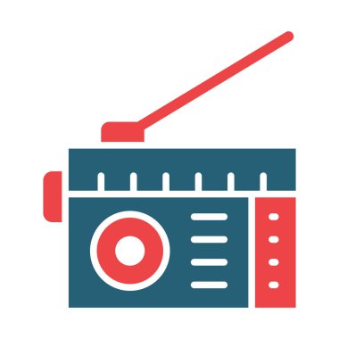 Kişisel ve ticari kullanım için Radyo Vektörü Kabartması İki Renk Simgesi