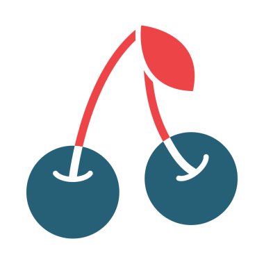 Kişisel ve ticari kullanım için Kiraz Vektörü Kabartması İki Renk Simgesi