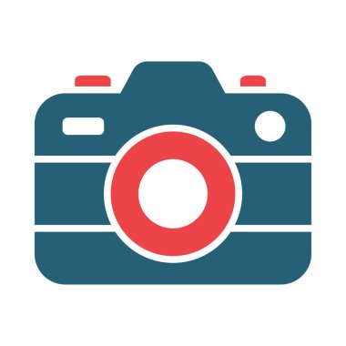 Kişisel ve ticari kullanım için Kamera Vektörü Kabartması İki Renk Simgesi