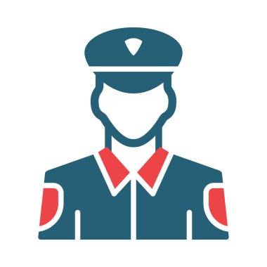 Kişisel ve ticari kullanım için Polis Vektörü Kabartması İki Renk Simgesi