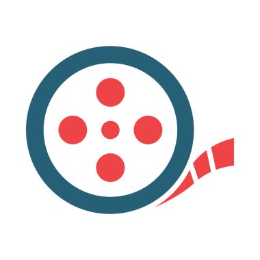 Kişisel ve ticari kullanım için film makarası vektörü kabartması iki renk simgesi