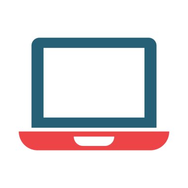 Kişisel ve ticari kullanım için dizüstü bilgisayar vektörü kabartması iki renk simgesi