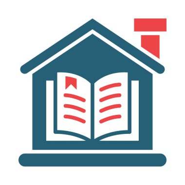 Kişisel ve Ticari Kullanım İçin Ev Eğitimi Vektörü Kabartması İki Renk Simgesi