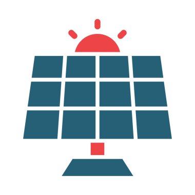 Kişisel ve ticari kullanım için Güneş Paneli Vektör Kabartması İki Renk Simgesi