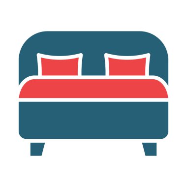 Kişisel ve ticari kullanım için Yatak Vektörü Kabartması İki Renk Simgesi