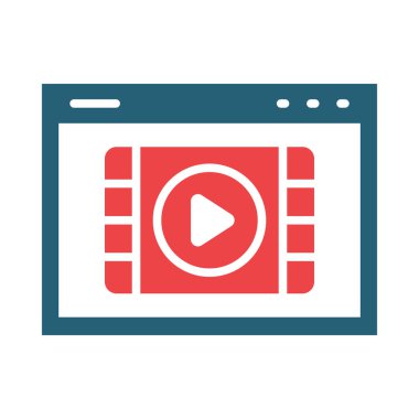 Kişisel ve Ticari Kullanım İçin Video Vektörü Kabartması İki Renk Simgesi