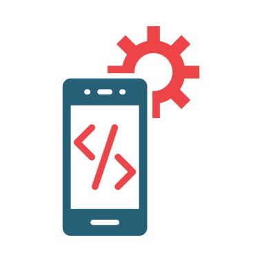 Kişisel ve Ticari Kullanım İçin Mobil Geliştirme Vektörü Sembolü İki Renk Simgesi