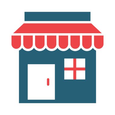 Kişisel ve ticari kullanım için Süpermarket Vektör Kabartması İki Renk Simgesi