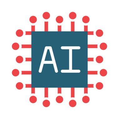 Kişisel ve ticari kullanım için Yapay Zeka Vektör Sembolü İki Renk Simgesi