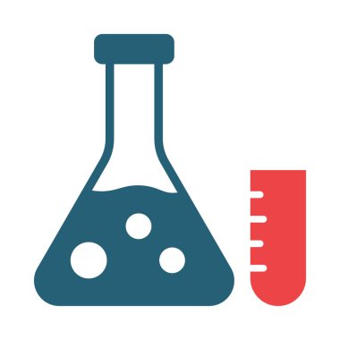 Kişisel ve ticari kullanım için Laboratuar Vektörü Kabartması İki Renk Simgesi