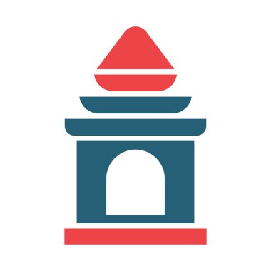 Kişisel ve ticari kullanım için Tapınak Vektörü Kabartması İki Renk Simgesi