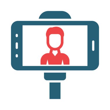 Kişisel ve ticari kullanım için Selfie Vektör Kabartma İki Renk Simgesi