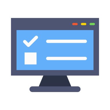 Kişisel ve ticari kullanım için Çevrimiçi Anket Vektörü Düz Simgesi