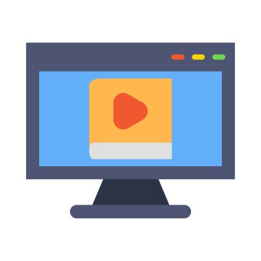 Kişisel ve Ticari Kullanım için Dijital Kütüphane Vektörü Düz Simgesi