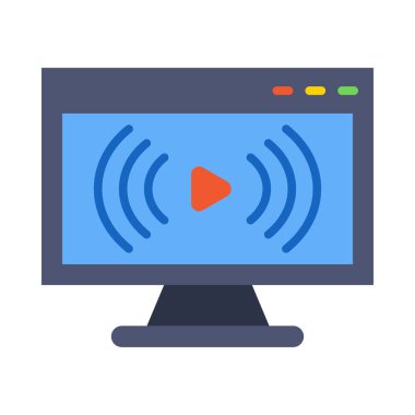 Kişisel ve ticari kullanım için Canlı Yayın Vektörü Düz Simgesi