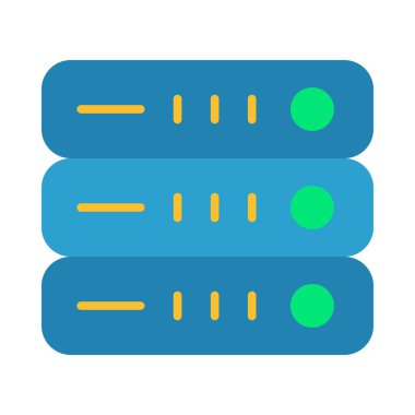 Kişisel ve Ticari Kullanım İçin Sunucu Vektörü Düz Simgesi