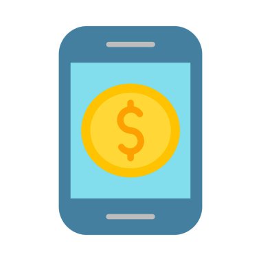 Kişisel ve ticari kullanım için mobil ödeme vektörü düz simgesi