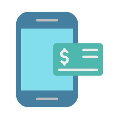 Kişisel ve Ticari Kullanım İçin Mobil Bankacılık Vektörü Düz Simgesi