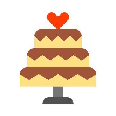 Kişisel ve ticari kullanım için Düğün Pastası Vektörü Düz Simgesi