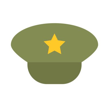 Kişisel ve Ticari Kullanım İçin Askeri Şapka Vektörü Düz Simgesi