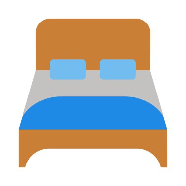 Kişisel ve Ticari Kullanım İçin Çift Yatak Vektörü Düz Simgesi