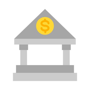 Kişisel ve Ticari Kullanım için Banka Vektörü Düz Simgesi