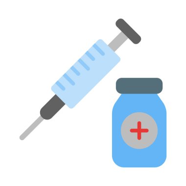 Kişisel ve Ticari Kullanım İçin Aşı Vektörü Düz Simgesi
