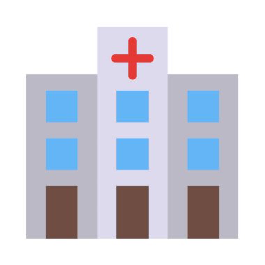 Kişisel ve Ticari Kullanım İçin Hastane Vektörü Düz Simgesi