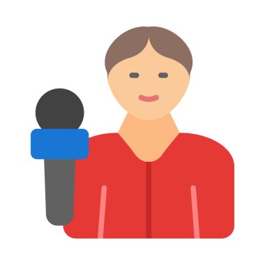 Kişisel ve Ticari Kullanım için Muhabir Vektörü Düz Simgesi