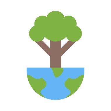 Kişisel ve Ticari Kullanım İçin Dünya Ağaç Vektörü Düz Simgesi