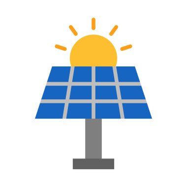 Kişisel ve Ticari Kullanım İçin Güneş Enerjisi Vektörü Düz Simgesi