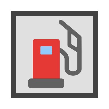 Kişisel ve Ticari Kullanım İçin Benzin İstasyonu Vektör Düz Simgesi