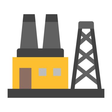 Kişisel ve ticari kullanım için Elektrik Santrali Vektörü Düz Simgesi