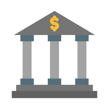 Kişisel ve Ticari Kullanım için Banka Vektörü Düz Simgesi
